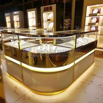 Etalase toko emas minimalis Jakarta custom mewah