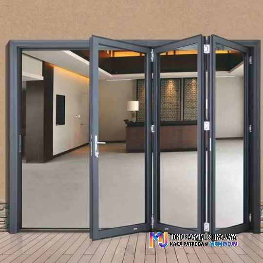 Jasa kusen ruko dan rumah minimalis Jakarta Utara model folding gate kaca
