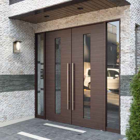 Desain Kusen Aluminium Coklat Pintu hpl Kupu Tarung