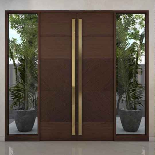 Desain Kusen Aluminium Coklat Pintu hpl Kupu Tarung