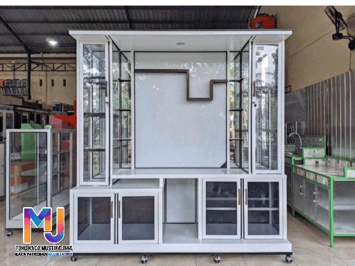 Tukang Lemari bufet kaca aluminium ruang tamu paling awet