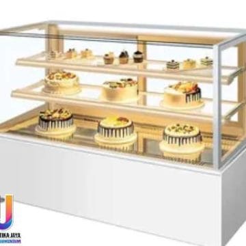 Jasa etalase makanan aluminium display donat rak kaca aman