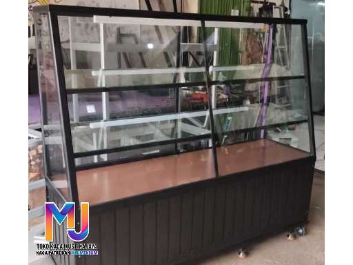 Jasa etalase makanan aluminium display donat rak kaca aman
